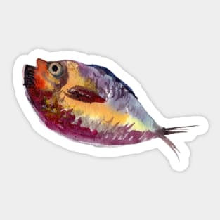 Salty Fish. Watercolor Sticker